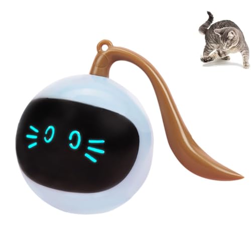 GUSHE Spinning Ball Cat Toy for Indoor Cats, Interaktives Katzenspielzeug Ball, 360° selbstdrehender Katzenball, Katzenball mit LED-Licht, wiederaufladbares Intelligenter Katzenballspielzeug (Blau) von GUSHE