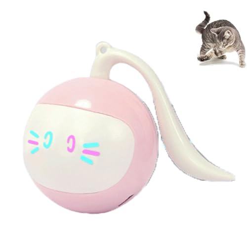 GUSHE Spinning Ball Cat Toy for Indoor Cats, Interaktives Katzenspielzeug Ball, 360° selbstdrehender Katzenball, Katzenball mit LED-Licht, wiederaufladbares Intelligenter Katzenballspielzeug (Rosa) von GUSHE