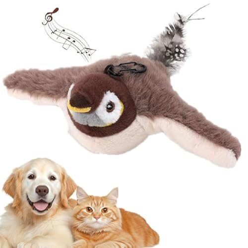 GUSHE Viralhuntz Cat Toy, Katzenspielzeug Vogel Flattern, Katzenspielzeug Vogel Elektrisch, Simulierter Zwitschernder Vogel Katzenspielzeug, Wiederaufladbar Interaktives Vogelspielzeug für Katzen von GUSHE