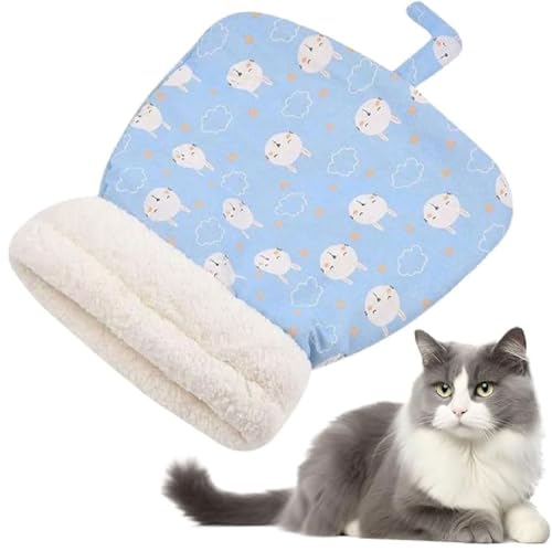 Gemütliches Haustiernest für kleine Katzen und Hunde,Katzen Schlafsack Winter,Halbgeschlossener Katzenschlafsack,selbstwärmendes Katzennestbett,Bequemes Haustierhöhlenbett,Für Katzen Hunde (Blau) von GUSHE