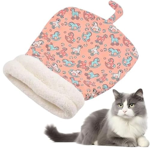 Gemütliches Haustiernest für kleine Katzen und Hunde,Katzen Schlafsack Winter,Halbgeschlossener Katzenschlafsack,selbstwärmendes Katzennestbett,Bequemes Haustierhöhlenbett,Für Katzen Hunde (Rosa) von GUSHE