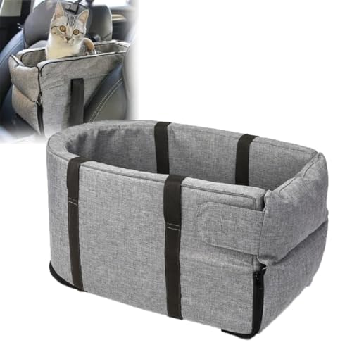 Gentle Paws Car Seat Cat Carrier,Mittelkonsole Hundeautositz,Hunde-Autositz für kleine Hunde,Erhöhter Hundesitz für Hunde,Abnehmbarer Waschbar Hundesitz,Reise-Autositz für kleine Haustiere (Grau, 1) von GUSHE