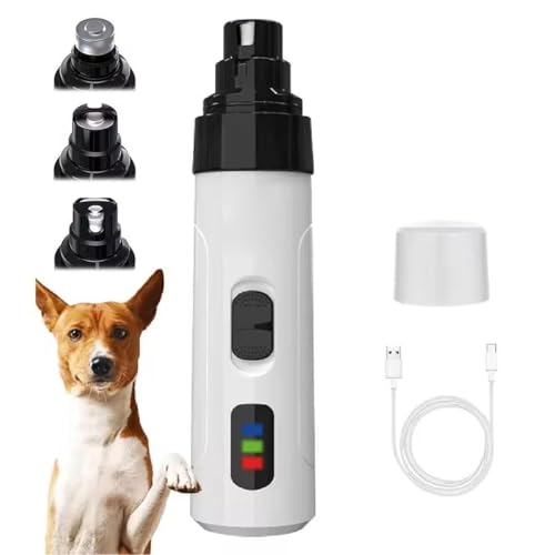 Heusom Silent Pro Nail Grinder, Heusom Silent Pro für Hunde, Krallenschleifer für Hunde, Elektrische Hunde Krallenschleifer mit 3 Schleifköpfen, Wiederaufladbare Krallenschere für Hunde und Katzen von GUSHE