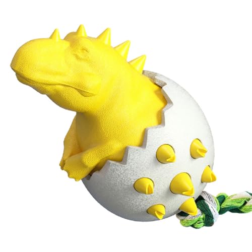 Idearock Dinosaur Eggs Dog Chew Toys, Dinosaurier-Eier-Backenzahn-Hundespielzeug, Dinosaurier-Spielzeuge für Hunde, unzerstörbares Hundespielzeug, Kauspielzeug für mittel und große Hunde (Gelb) von GUSHE