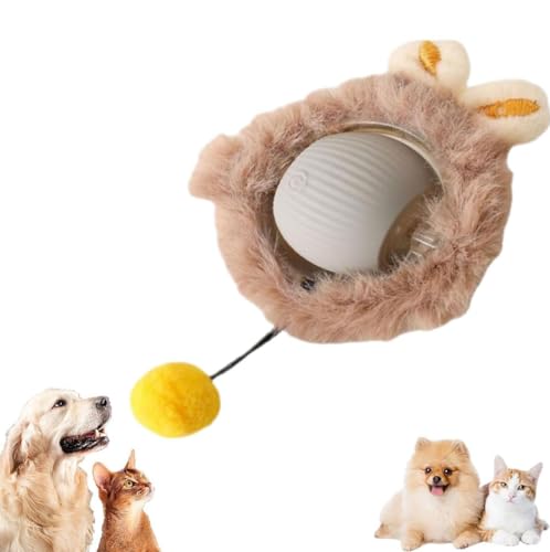 Interactive Cat Toys Rolling Ball Chewie Dog Ball, Interaktives Katzenspielzeug Ball, Super Drive Elektrisches Katzenspielzeug, Automatisch 360 Grad Rollender Ball mit USB Aufladbar für Katzen (Grau) von GUSHE