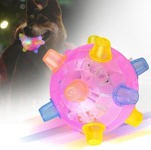 Jumping Activation Ball for Dogs,springende Aktivierungs Ball für Hunde,vibrierender Hüpfball Spielzeug mit Lichtern und Musik,Hundespielzeug-Ball,interaktives Spielzeug für Hunde und Katzen (Pink) von GUSHE