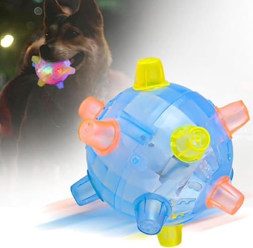 Jumping Activation Ball for Dogs,springende Aktivierungs Ball für Hunde,vibrierender Hüpfball Spielzeug mit Lichtern und Musik,Hundespielzeug-Ball,interaktives Spielzeug für Hunde und Katzen (Blau) von GUSHE