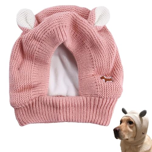 Knitted Hat for Dog, Wintermütze Mit Ohrenschutz Für Hunde, Gestrickte Hundemützen, Hundeohrwärmer, Winter Haustier Hund Ohrenwärmer, Hundemütze für mittelgroße bis große Hunde und Welpen (Rosa) von GUSHE