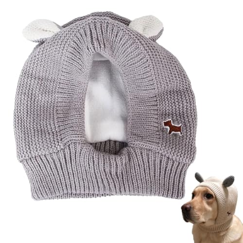 Knitted Hat for Dog, Wintermütze Mit Ohrenschutz Für Hunde, Gestrickte Hundemützen, Hundeohrwärmer, Winter Haustier Hund Ohrenwärmer, Hundemütze für mittelgroße bis große Hunde und Welpen (Grau) von GUSHE