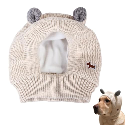 Knitted Hat for Dog, Wintermütze Mit Ohrenschutz Für Hunde, Gestrickte Hundemützen, Hundeohrwärmer, Winter Haustier Hund Ohrenwärmer, Hundemütze für mittelgroße bis große Hunde und Welpen (Beige) von GUSHE