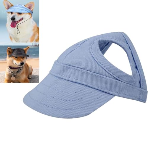 Outdoor-Sonnenschutzhaube für Hunde, Hunde Baseballmütze, Hunde Sonnenhut Benutzt, Verstellbar Sonnenschutz Hut Hundecap mit Ohrlöchern, Hunde Mütze für kleine, mittlere und große Hunde (Blau, L) von GUSHE