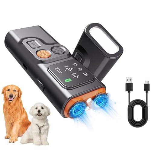 Peacesonic Bark Husher, Anti Bellen Gerät Hunde, wiederaufladbares Hunde Bell-Abschreckungsgerät, mit HD Display und LED Taschenlampe, Hundetrainings Geräte für Kleine, Mittelgroße Hunde von GUSHE