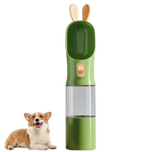 Portable Pet Drinking Water Bottle, Tragbare Hund Wasserflasche mit 200 ml Futter Becher, Haustier Wasserspender, Auslaufsicher Hund Katze Reisen Trinken Flasche zum Unterwegs Wandern Reisen (Grün, 1) von GUSHE