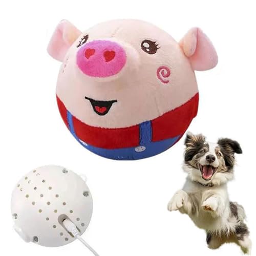 Puptex Bouncing Piggy, Bouncing Piggy Dog Toy, Interactive Dog Toys, Aktives, bewegliches Plüschtier, Interaktives Hundespielzeug Ball, Springendes Trainingsball for Haustier Hund (Mit Fernbedienung) von GUSHE