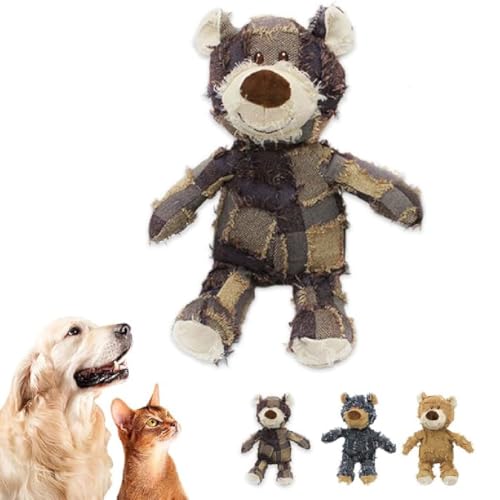 Unbreakable Bear Dog Toy,Unzerbrechliches Bär Hundespielzeug,Quietschspielzeug für Hunde,Plüschbär Hundespielzeug,Interaktives Hunde Spielzeug,Kauspielzeug Für große kleine Hunde (Dunkelviolett, L) von GUSHE