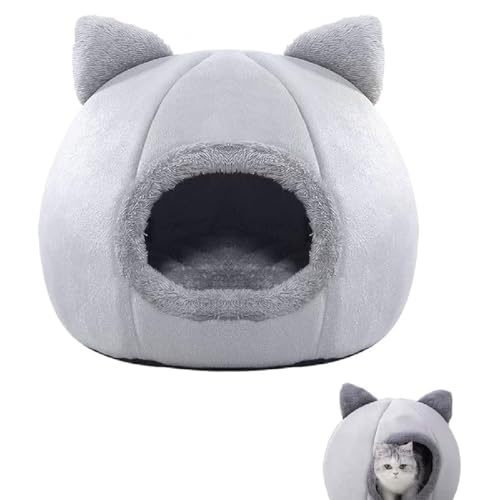 Vogueinstore Deep Sleep Comfort Cat Bed, Tiefschlaf Komfort-Katzenbett, Katzenbett Höhle, Katzenhaus Indoor, Gemütliches Hundehaus, Katzenhöhlen mit Abnehmbaren und Waschbaren Kissen (Gray, L) von GUSHE