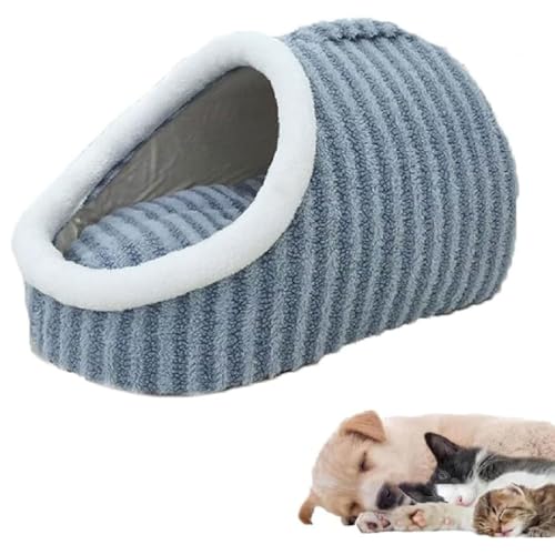 Zentric Cozy Hideaway Pet Bed, Kuscheliges Versteckbett für Hunde, Haustier-Höhlenbett mit Abdeckung, Abnehmbarem, waschbarem Flauschiges Betten für kleine und mittelgroße Katzen und Hunde (Blau, S) von GUSHE