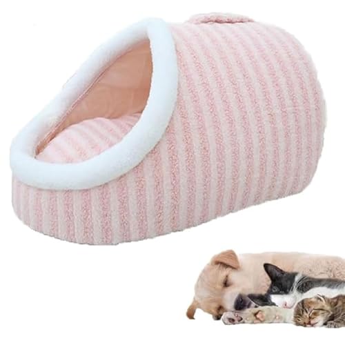 Zentric Cozy Hideaway Pet Bed, Kuscheliges Versteckbett für Hunde, Haustier-Höhlenbett mit Abdeckung, Abnehmbarem, waschbarem Flauschiges Betten für kleine und mittelgroße Katzen und Hunde (Rosa, S) von GUSHE