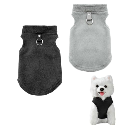 GUTERTOP 2 Packungen Hunde Pullover Kleine Hund, Winter Hundepulli, Hundemantel Kleine Hunde mit D Ringen für Innen und Außenkleidung (Schwarz, grau) von GUTERTOP