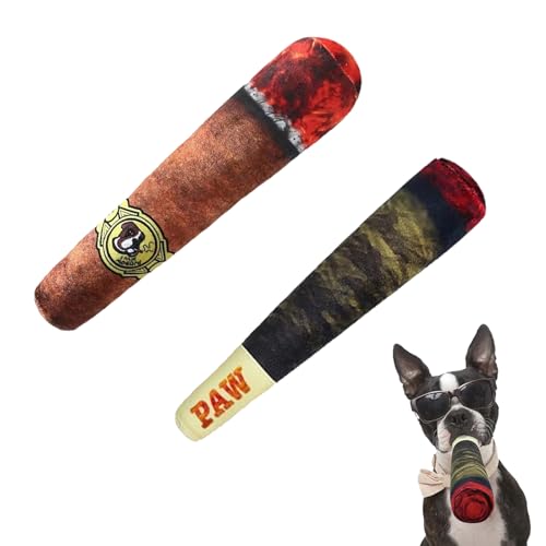 GUTERTOP 2 Stücke Hundespielzeug Joint, Zigaretten Spielzeug Hund, Interaktives Plüsch Hundespielzeug Zigarettenpackung,Kauknochenspielzeug für Klein, Mittel,Groß Hunde (Schwarz, Braun) von GUTERTOP