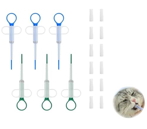 GUTERTOP 6 Stück Tablettengeber für Katzen, Tablette Feeder, Pet Pusher Spritze für Katzen Kleine Hunde (Blau und Grün) von GUTERTOP