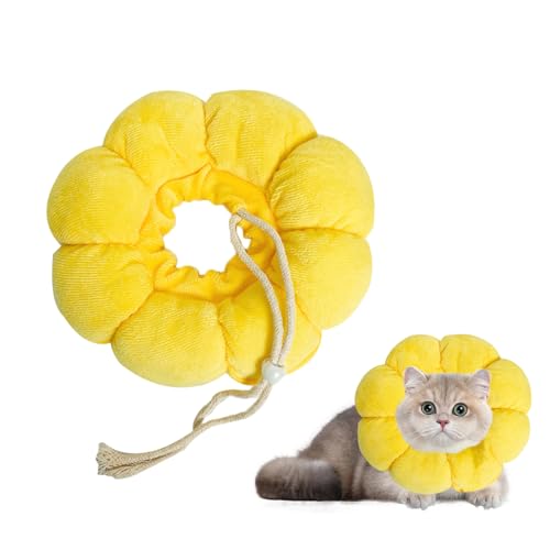 GUTERTOP Halskrause Katze Weich, Sonnenblume Halskrausen Für Katzen, Katzenkragen Leckschutz Weich für Kleine Hunde und Katzen von GUTERTOP