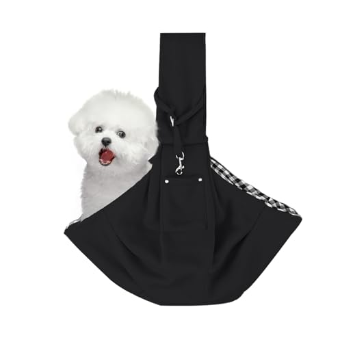 GUTERTOP Tragetuch Hund und Katze, Hundetasche Zum Umhängen, Tragetasche Hund für Spaziergänge und Aktivitäten Im Freien, Tragekraft bis 15 kg (Schwarz) von GUTERTOP