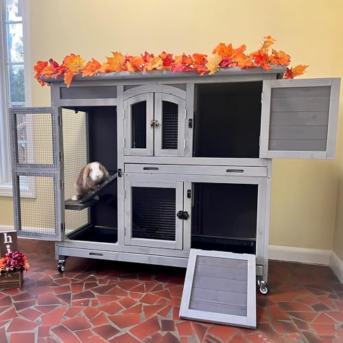 GUTINNEEN Meerschweinchenkäfig 2 Etagen Indoor Kaninchenstall Outdoor Hasenhaus mit Rädern und auslaufsicherer Wanne 119,4 cm L GUTINNEEN Meerschweinchenkäfig 2 Etagen Indoor Kaninchenstall Outdoor Hasenhaus mit Rädern und auslaufsicherer Wanne 119,4 cm L von GUTINNEEN