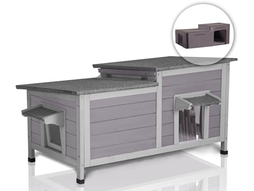 Katzenhaus für den Außenbereich, mit isoliertem Innenfutter, wetterfest, für den Winter, großer Raum von GUTINNEEN