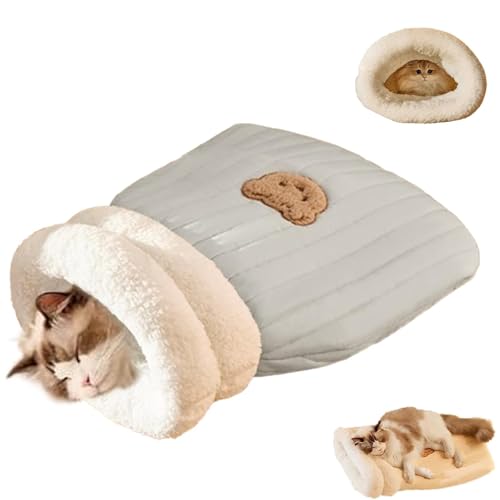 GUUIESMU Katzenschlafsack,Cat Sleeping Bag Winter,Schlafsack Katze,Schlafsack Für Katzen,Comfortable Katzen Schlafsack, Selbstwärmendes Katzennestbett, Haustiermatte,bequemes Haustierhöhlenbett (L,E) von GUUIESMU