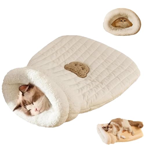 GUUIESMU Katzenschlafsack,Cat Sleeping Bag Winter,Schlafsack Katze,Schlafsack Für Katzen,Comfortable Katzen Schlafsack, Selbstwärmendes Katzennestbett, Haustiermatte,bequemes Haustierhöhlenbett (L,G) von GUUIESMU