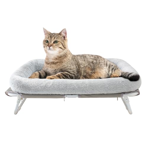 GUUSII HOME Erhöhtes Katzenbett Katzenhängematte Große Freistehende Katzen Bett Hundebett für Kleine Hunde Haustier Katzensofa mit Metallstützrahmen Katzenliege Couch Elevated Cat Bed 64X40X19 cm von GUUSII HOME