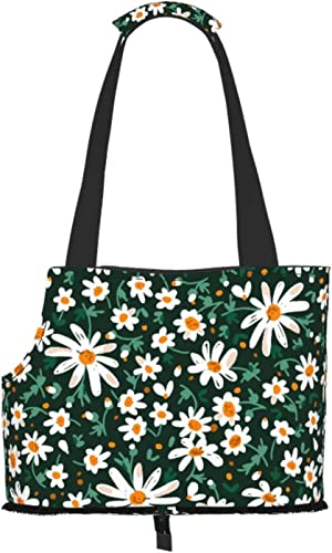 Aquarell-Gänseblümchen-Blumen-Sommer-weiche Reise-Haustier-Tragetasche Handtasche Tragbare kleine Haustier-Tragetasche Umhängetasche von GUVAA