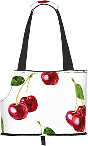 Aquarell Kirschen Rote Beeren Weiche Seiten Reise-Haustier-Tragetasche Handtasche Tragbare kleine Haustier-Tragetasche Umhängetasche von GUVAA