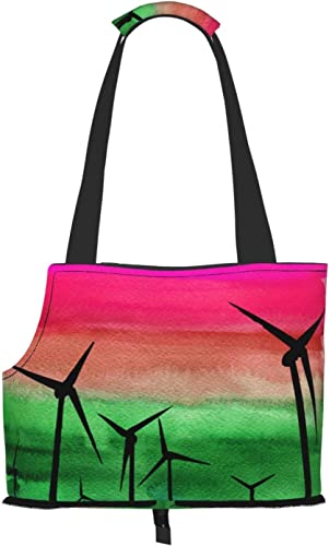 Aquarell Windturbinen Vintage-Stil weich einseitig Reise-Haustier-Tragetasche Handtasche Tragbare kleine Haustier-Tragetasche Umhängetasche von GUVAA