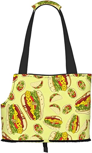 Cartoon mexikanisches Essen weich einseitig Reise-Haustier-Tragetasche Tote Handtasche tragbare kleine Haustier-Tragetasche Umhängetasche von GUVAA