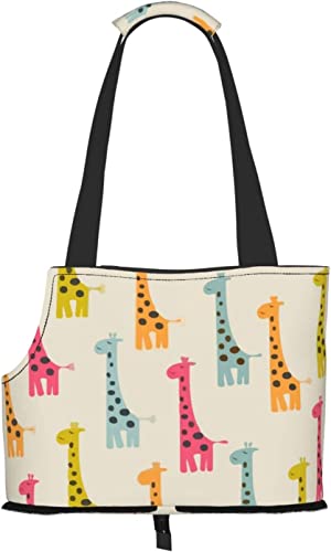 Farbige Giraffe Happy Soft Sided Travel Pet Carrier Tote Handtasche Tragbare kleine Haustier-Tragetasche Umhängetasche von GUVAA
