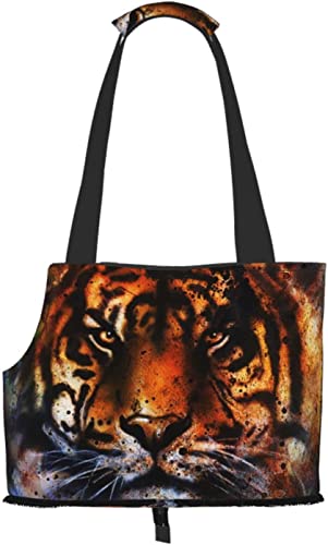 Portrait Tiger Face Soft Sided Travel Pet Carrier Tote Handtasche Tragbare kleine Haustier-Tragetasche Umhängetasche von GUVAA