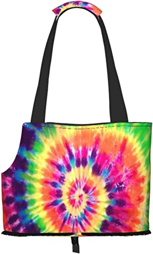 Rainbow Spin Tie Dye Soft Sided Travel Pet Carrier Tote Handtasche Tragbare kleine Haustier-Tragetasche Umhängetasche von GUVAA