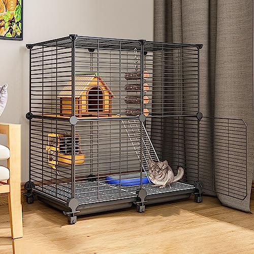 Meerschweinchen Käfig, Chinchillakäfig, Meerschweinchen Stall,Haustierkäfig,Meerschweinchenlebensraum für Ausgewachsene Ratten/Frettchen/Chinchillas, Kleintierkäfig mit Abnehmbarer Rampe und Plattform von GUYOS