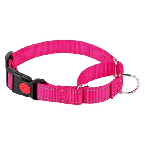 Gepolstertes Hundehalsband - Reflektierendes, starkes Hundehalsband mit doppellagigem Gurtband, verstellbares, strapazierfähiges Halsband mit Metallschnalle für mittelgroße Hunde (Rosa) von GUsoul