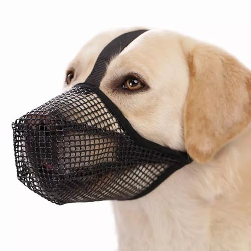 Maulkorb für Hunde, weiches Nylon, verstellbar, atmungsaktiv, Netzstoff, Hundemaske, Mundbedeckung für Anti-Bellen, Lecken (Schwarz, Größe M) von GUsoul