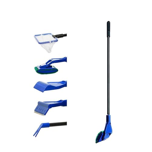 GVRGO Aquarium-Reinigungswerkzeug-Set, Aquarium-Reiniger-Set, Werkzeuge mit Griff, Seetangschaber, Fischernetz, Schwammbürste, Wandbürste, 5-in-1 von GVRGO