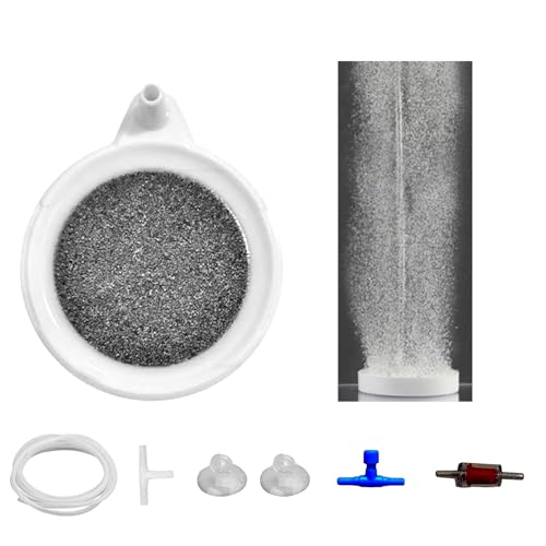 GVRGO Nano-Luftstein, kleiner Blasenstein, ultrahoch gelöster Sauerstoffstein, leise, tieflöslicher Sauerstoffdiffusor-Set für Mini-Aquarium, Aquarium und Hydrokultur, Grau, 10,2 cm von GVRGO