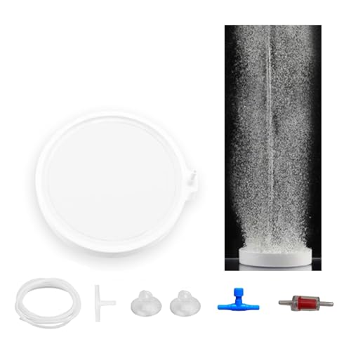 GVRGO Nano-Luftstein, kleiner Blasenstein, ultrahoch gelöster Sauerstoffstein, leise, tieflöslicher Sauerstoffdiffusor-Set für Mini-Aquarium, Aquarium und Hydrokultur, Weiß, 10,2 cm von GVRGO