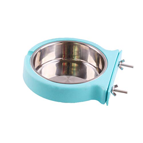 Stainless Steel Pet Feeding Bowl Cage Hanging Dog Cat Food Water Bowl Pet Eating Drinking Dish Dog Cage Bowls Pet Feeder-Blue_S von GVRPV
