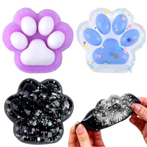 GWAWG 3 Stück Squishy Katzenpfote, Kawaii Flauschige Sensorische Spielzeug, Anti Stress Taba Squishy Pfote, Katzenpfoten Quetschspielzeug mit Bällen Anti Stress und Angst Relief (Zufällige Farbe) von GWAWG