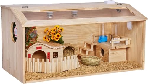 Großer Haustierkäfig, Hamsterkäfig und Lebensraum-Spielplatz, Rutin-Hühner-Futterbox mit zu öffnender Oberseite, für Kaninchen, Meerschweinchen, Rutin-Huhn (Größe: 60 x 40 x 40 cm) von GWWBD