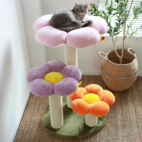 Katzenbaum, niedlicher Katzenbaum in Blumenform, für Kätzchen, mit Kratzbaum, kleiner Katzenbaum für Indoor-Katzen, Sitzstange aus Plüsch von GWWBD