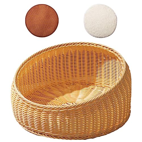 GXFCAI PE Imitation Rattan gewebt Sommer Bett Atmungsaktiv Haus Haustier Weich Schlafen Bett Haustier Bett für Katze Glatt von GXFCAI